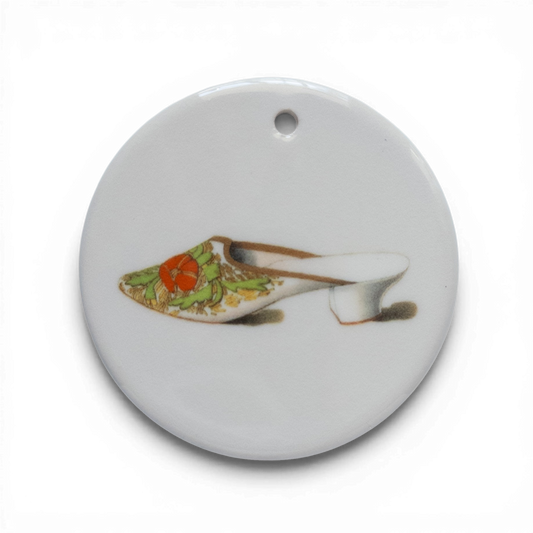 Algiers Golden Slipper Ceramic Tondi – Victorian Exotic Flair & Eastern Inspiration | Vintage Collectible Ornament | Unique Holiday Gift