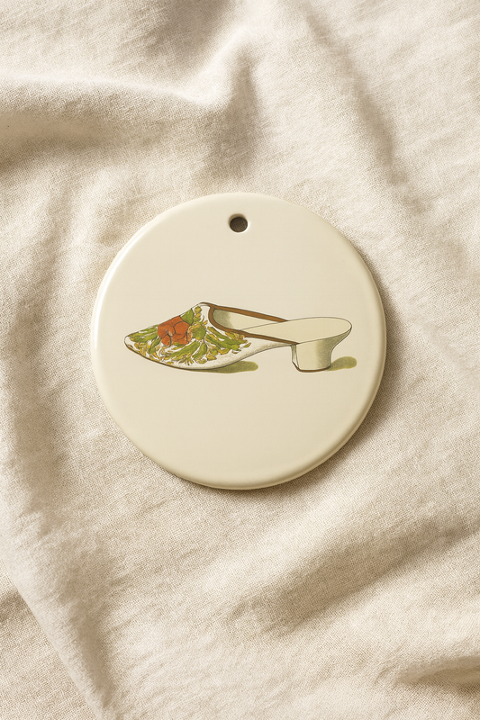 Algiers Golden Slipper Ceramic Tondi – Victorian Exotic Flair & Eastern Inspiration | Vintage Collectible Ornament | Unique Holiday Gift