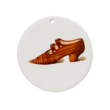 Christine Nilsson’s “Lohengrin” Shoe – Cloth of Gold with Crystal Studs | Victorian Ceramic Tondi | Unique Collectible Ornament