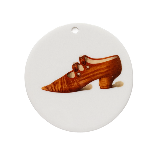 Christine Nilsson’s “Lohengrin” Shoe – Cloth of Gold with Crystal Studs | Victorian Ceramic Tondi | Unique Collectible Ornament