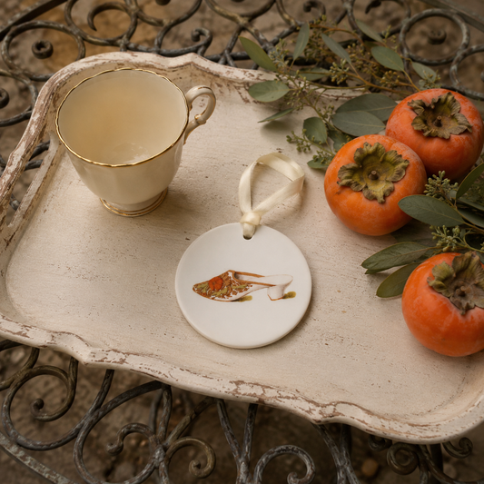 Algiers Golden Slipper Ceramic Tondi – Victorian Exotic Flair & Eastern Inspiration | Vintage Collectible Ornament | Unique Holiday