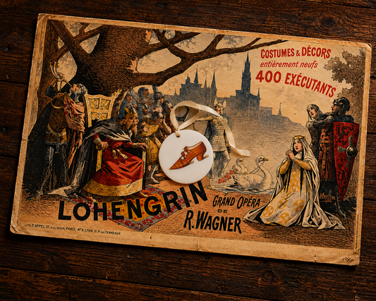 Christine Nilsson’s “Lohengrin” Shoe – Cloth of Gold with Crystal Studs | Victorian Ceramic Tondi | Unique Collectible Ornament