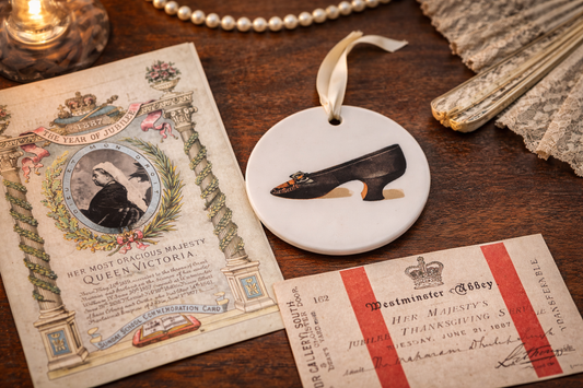 Victorian Jubilee Shoe Ceramic Tondi – Royal Crown & “God Save the Queen” | Vintage Collectible Ornament | Unique Holiday Gift
